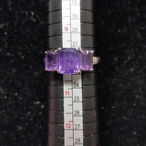 EverTrue African Amethyst 4.25 ctw 3 Stone Ring in Stainless Steel Size 10